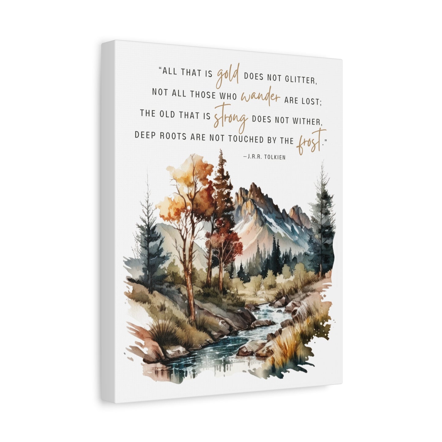 All That Is Gold Does Not Glitter Watercolor Canvas Gallery Wrap - Lord of the Rings Quote