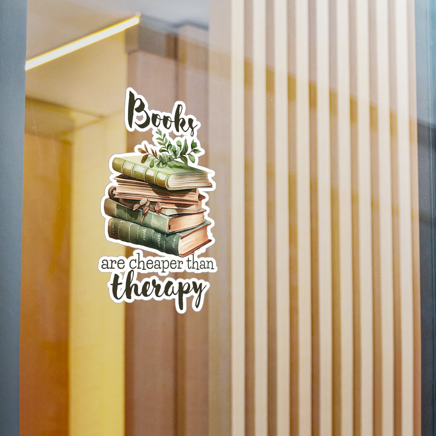 Books Are Cheaper Than Therapy Kiss-Cut Vinyl Decal