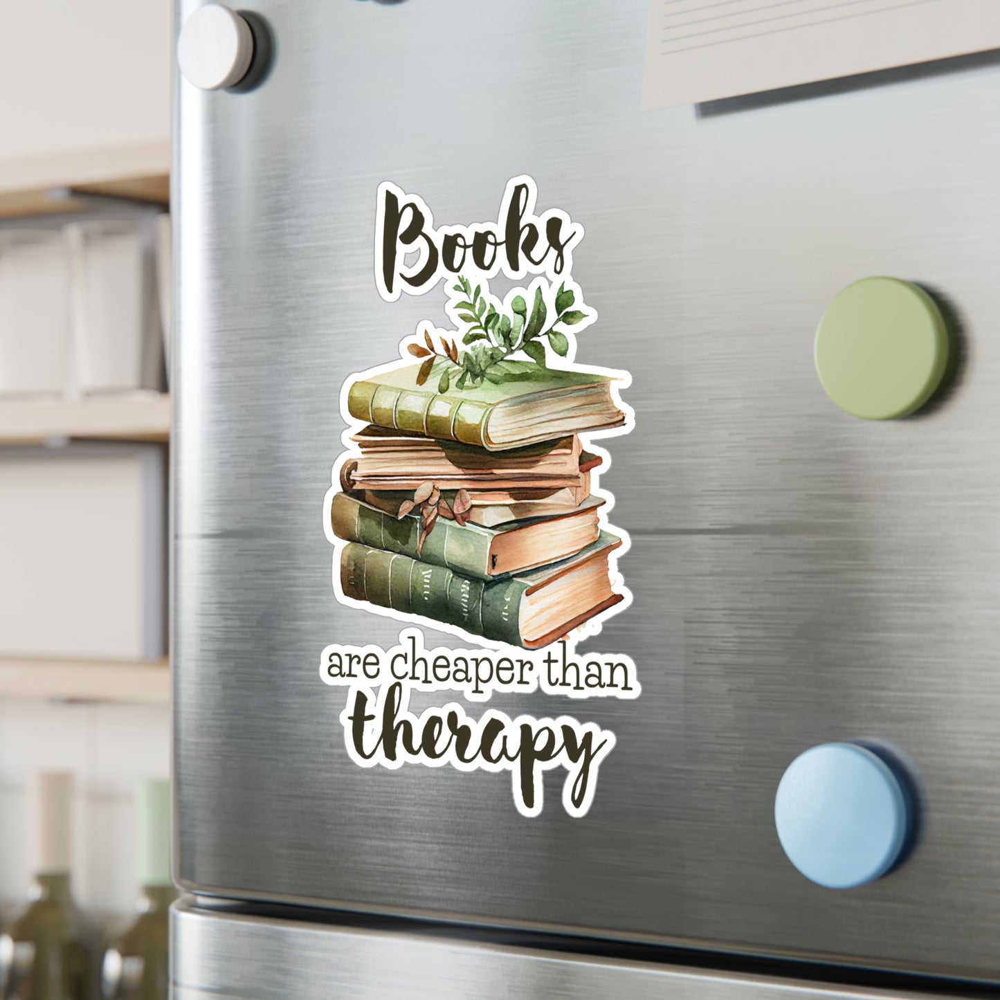 Books Are Cheaper Than Therapy Kiss-Cut Vinyl Decal
