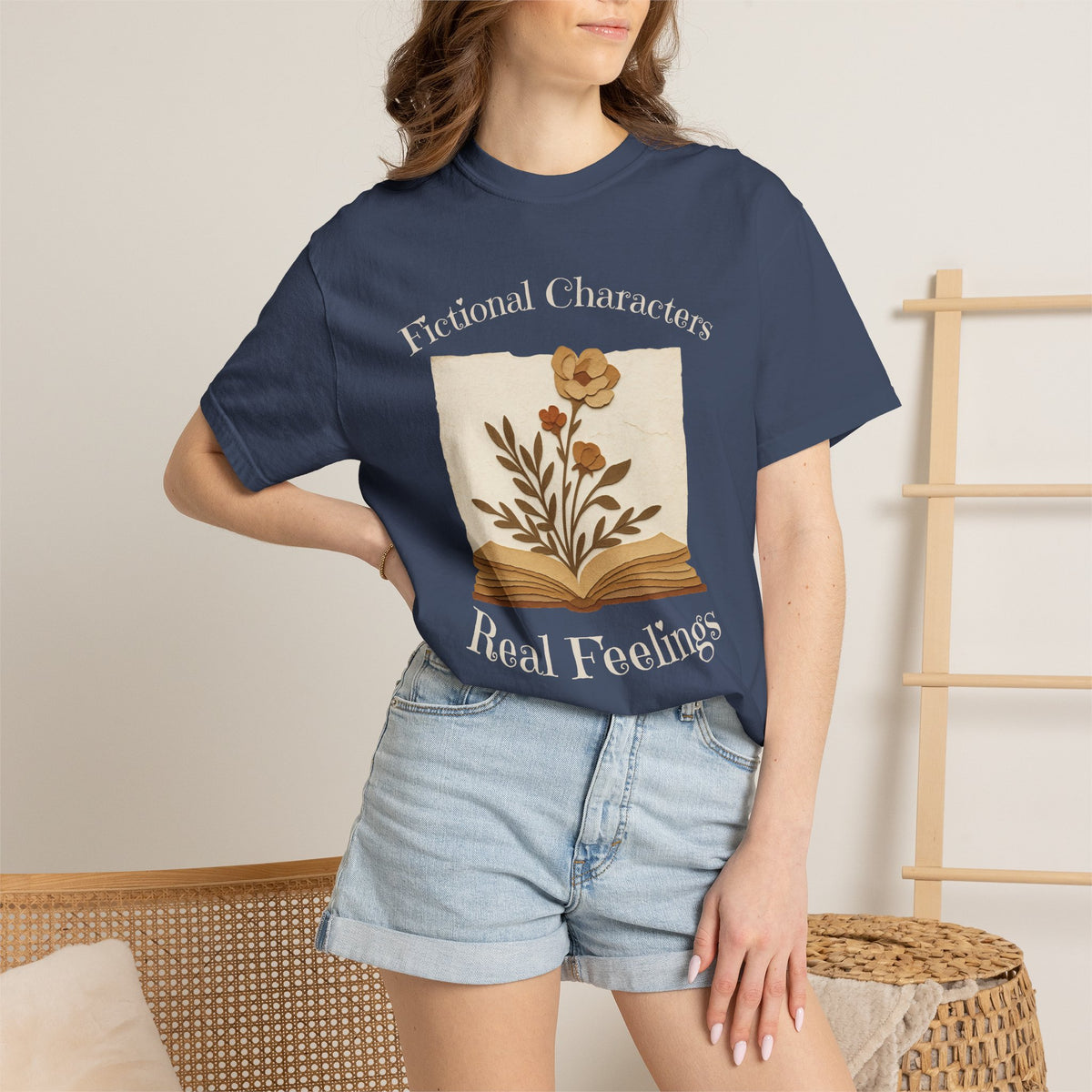 Fictional Characters Real Feelings - Book Lovers T-shirt