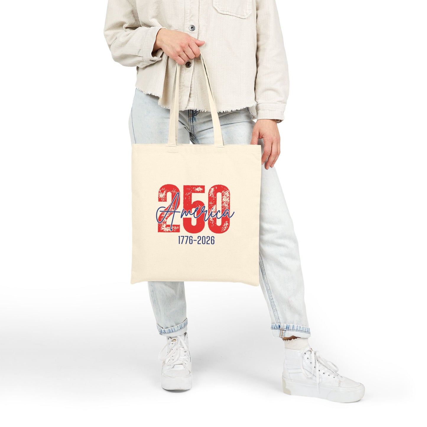250th America Tote Bag — 1776-2026 Patriotic Canvas Grocery Tote