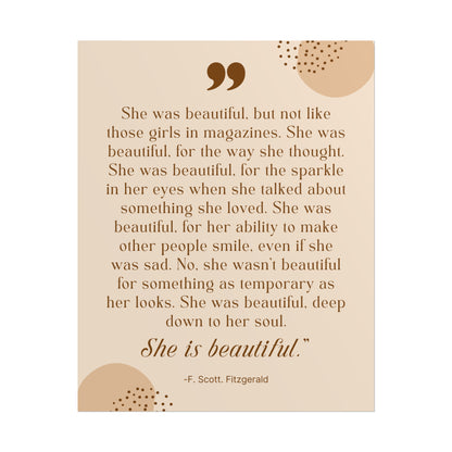 She Is Beautiful F. Scott Fitzgerald Quote - Fine Art Print