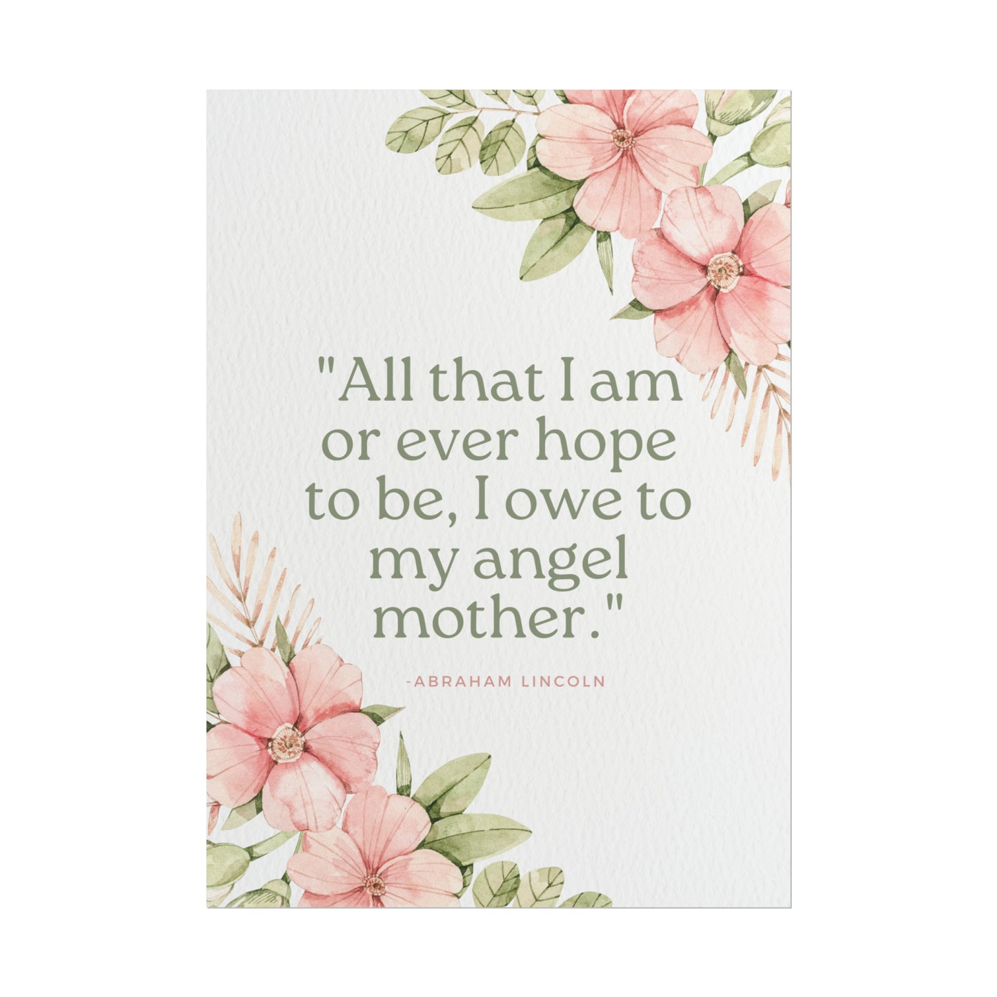 Abraham Lincoln Angel Mother Quote - Fine Art Print