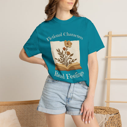 Fictional Characters Real Feelings - Book Lovers T-shirt