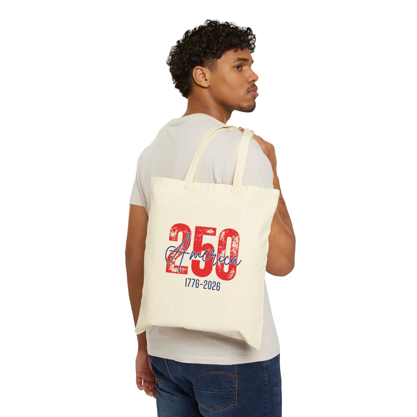 250th America Tote Bag — 1776-2026 Patriotic Canvas Grocery Tote