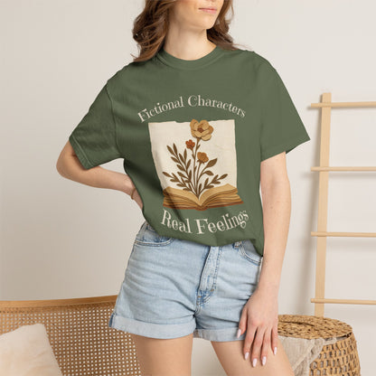 Fictional Characters Real Feelings - Book Lovers T-shirt