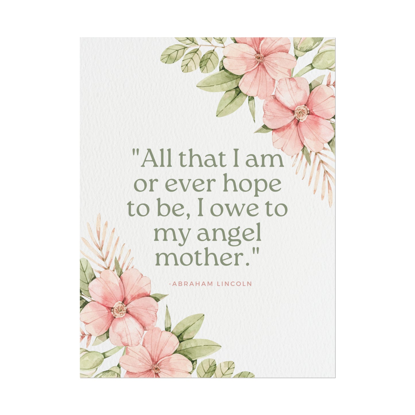 Abraham Lincoln Angel Mother Quote - Fine Art Print