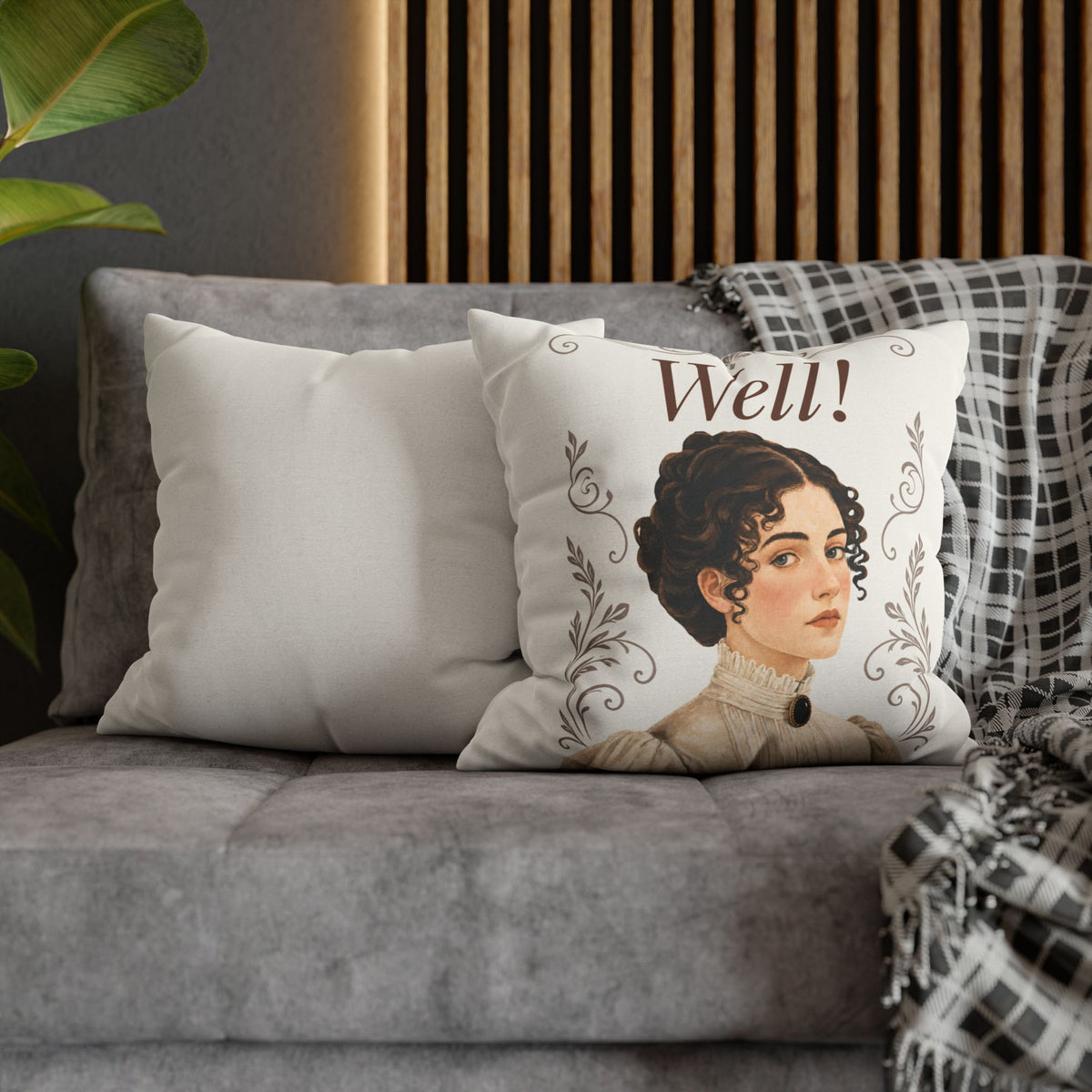 Well! - Emma M Lion Throw Pillow Cover