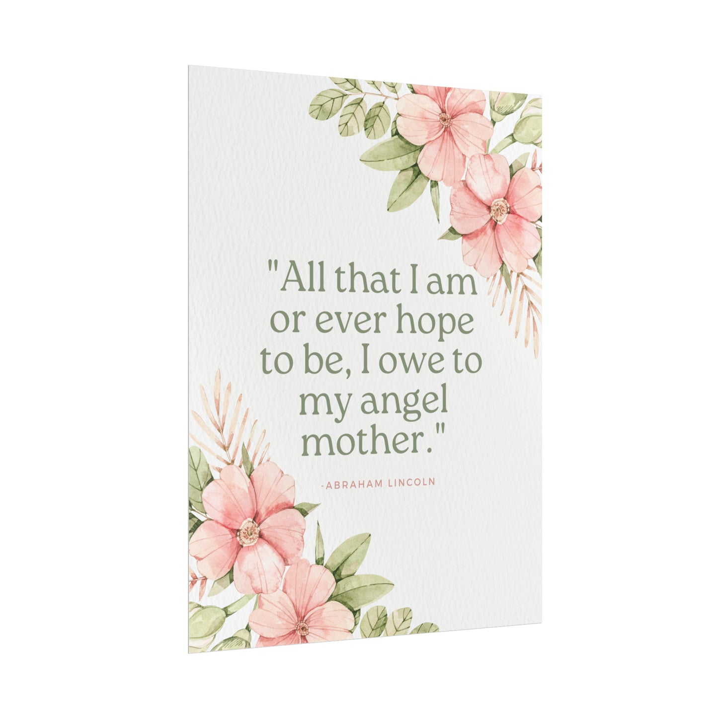 Abraham Lincoln Angel Mother Quote - Fine Art Print