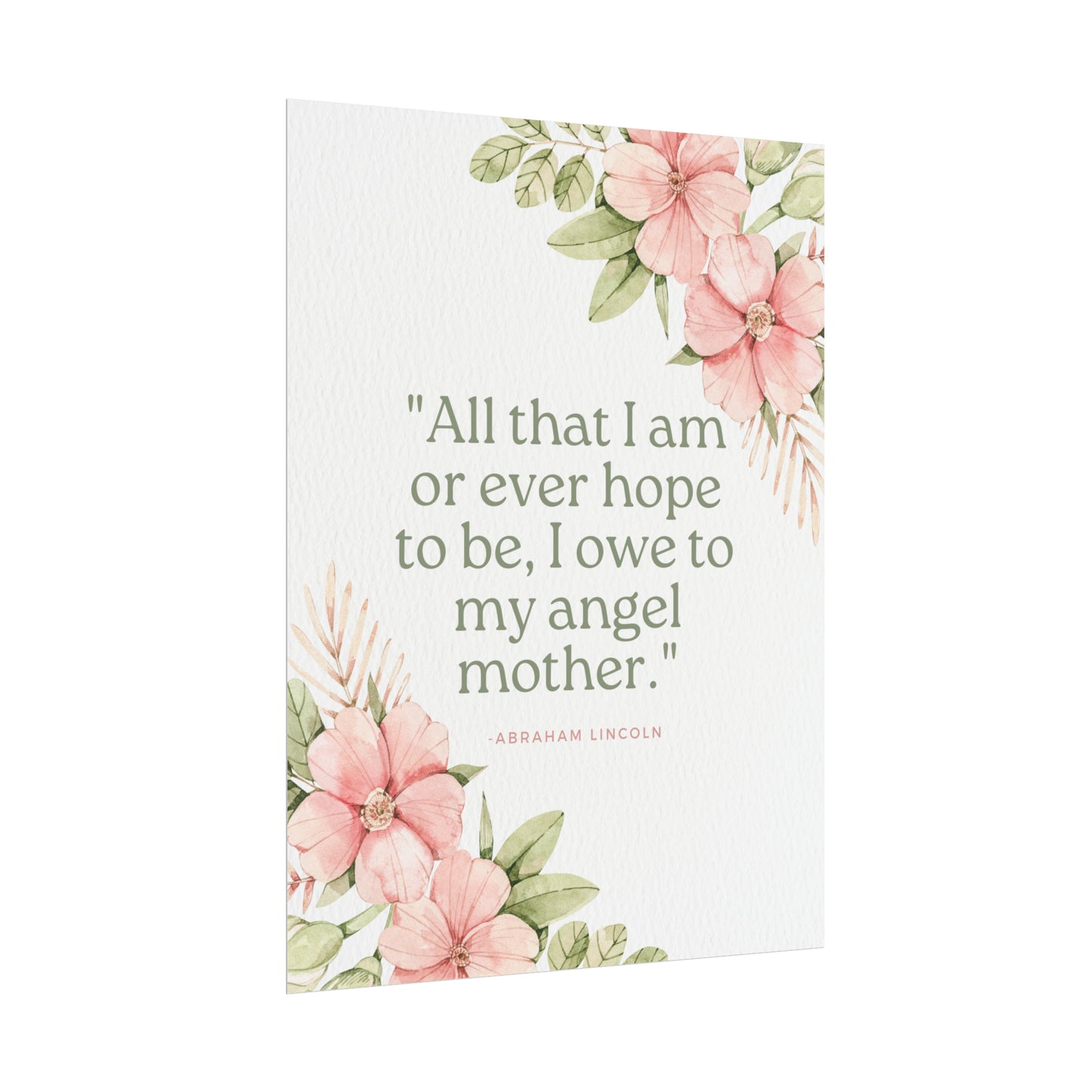 Abraham Lincoln Angel Mother Quote - Fine Art Print