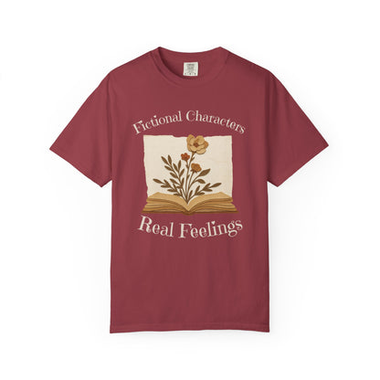 Fictional Characters Real Feelings - Book Lovers T-shirt