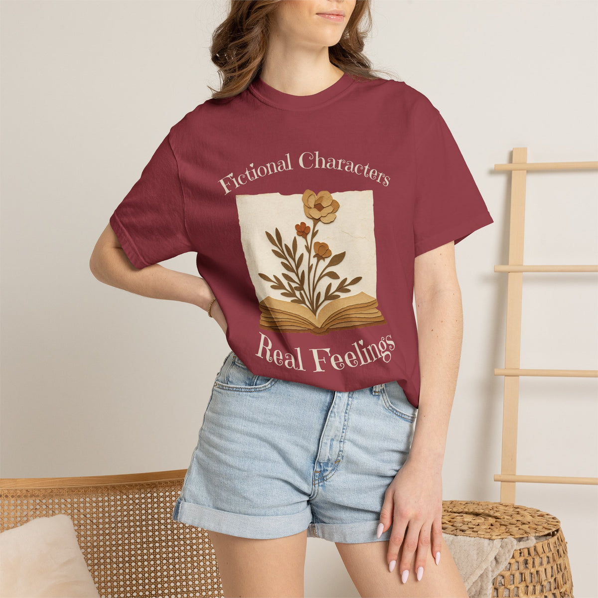 Fictional Characters Real Feelings - Book Lovers T-shirt
