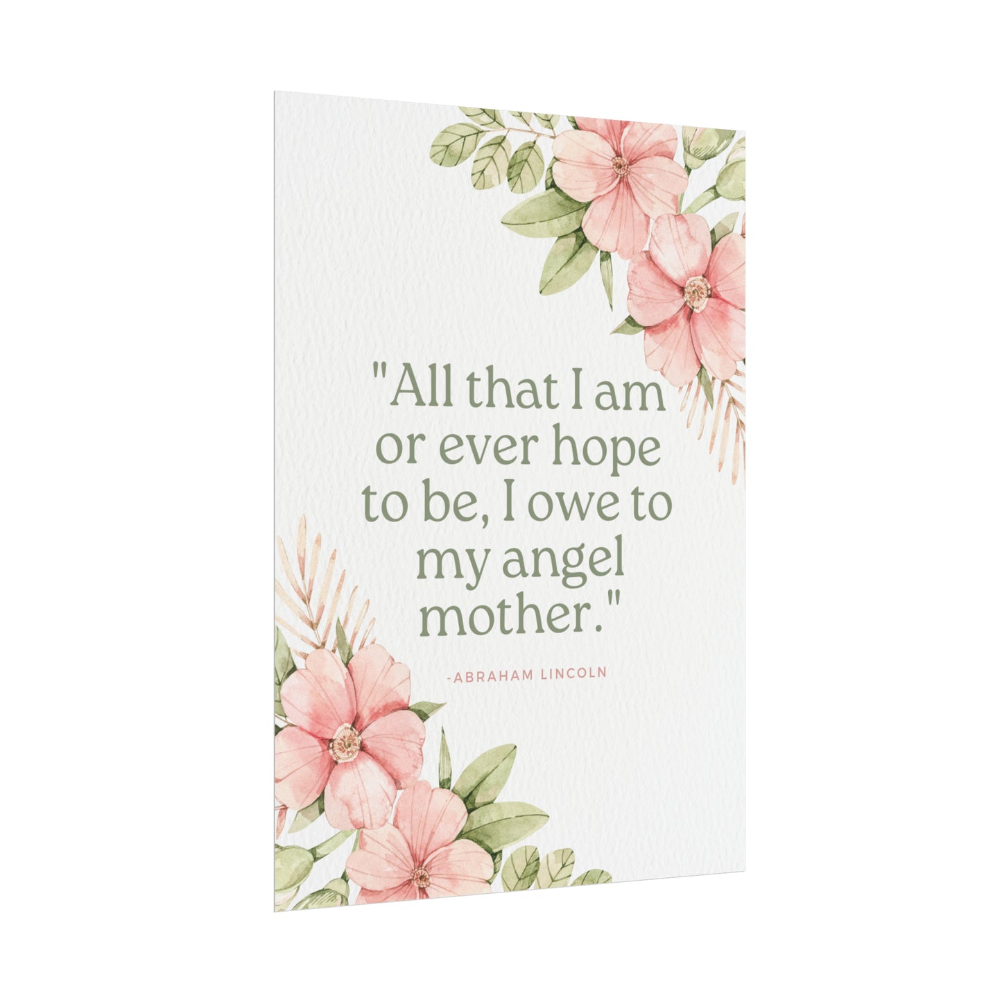 Abraham Lincoln Angel Mother Quote - Fine Art Print