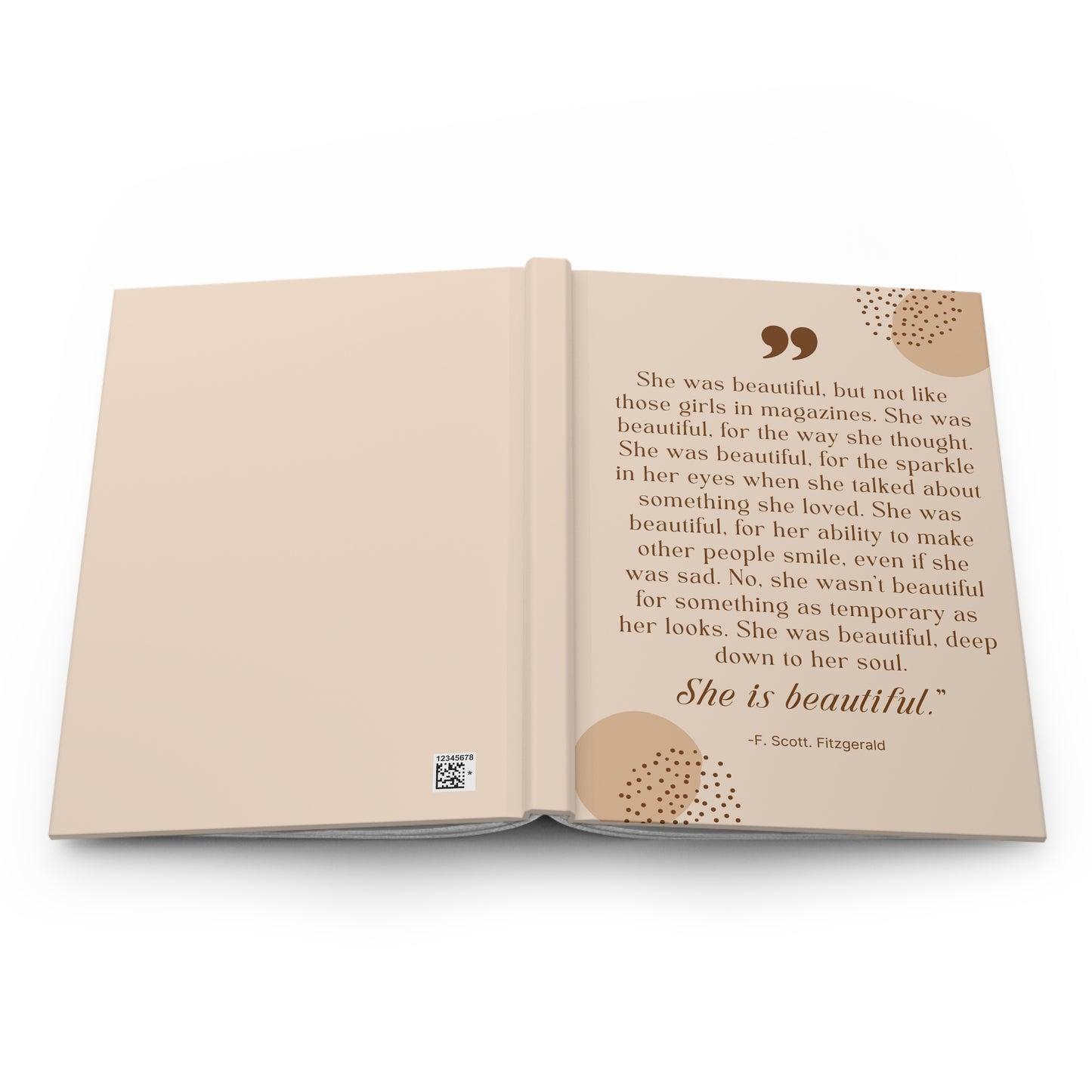 She Is Beautiful F. Scott Fitzgerald Quote - Hardcover Journal