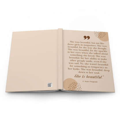 She Is Beautiful F. Scott Fitzgerald Quote - Hardcover Journal