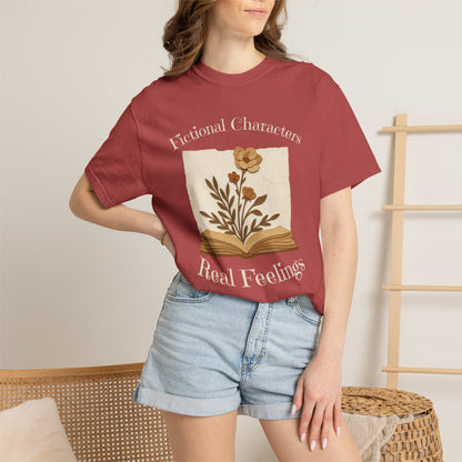 Fictional Characters Real Feelings - Book Lovers T-shirt