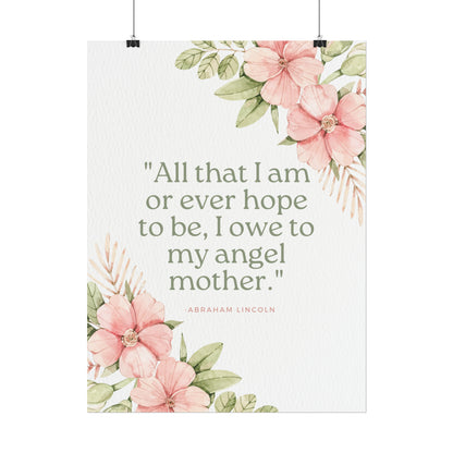 Abraham Lincoln Angel Mother Quote - Fine Art Print