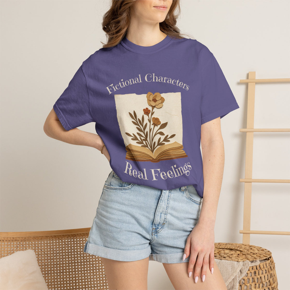 Fictional Characters Real Feelings - Book Lovers T-shirt