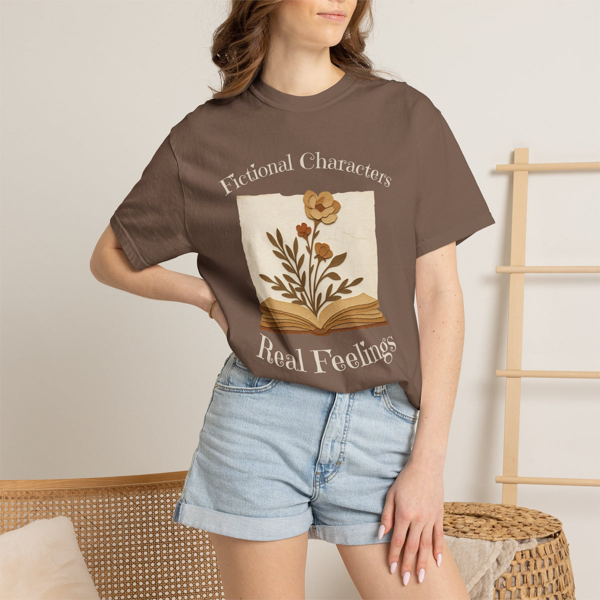 Fictional Characters Real Feelings - Book Lovers T-shirt