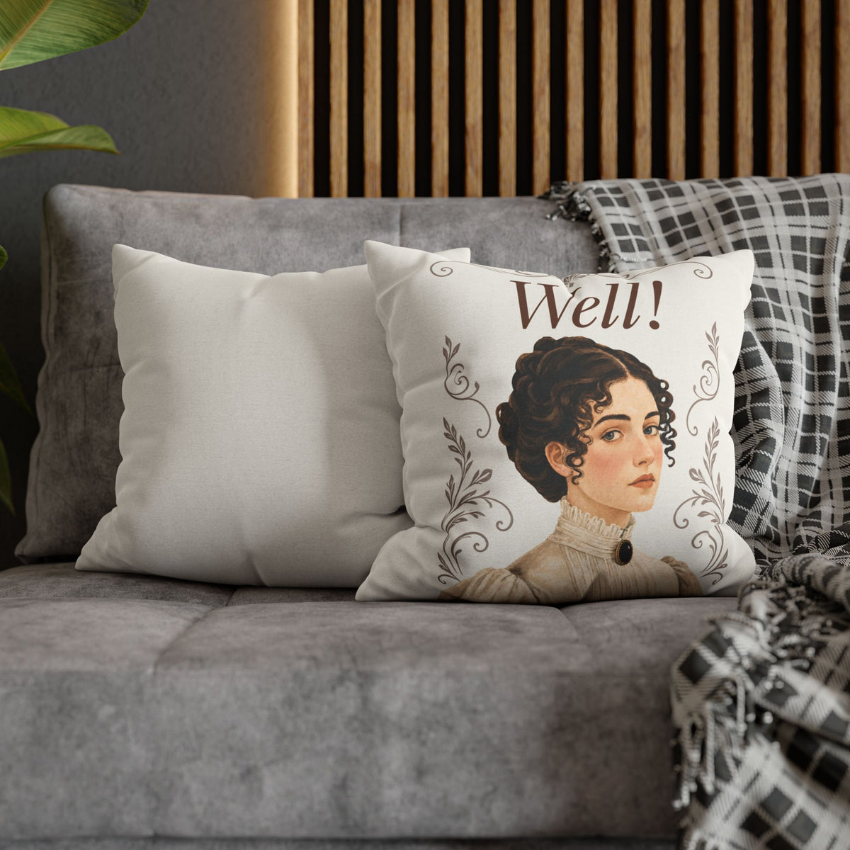 Well! - Emma M Lion Throw Pillow Cover
