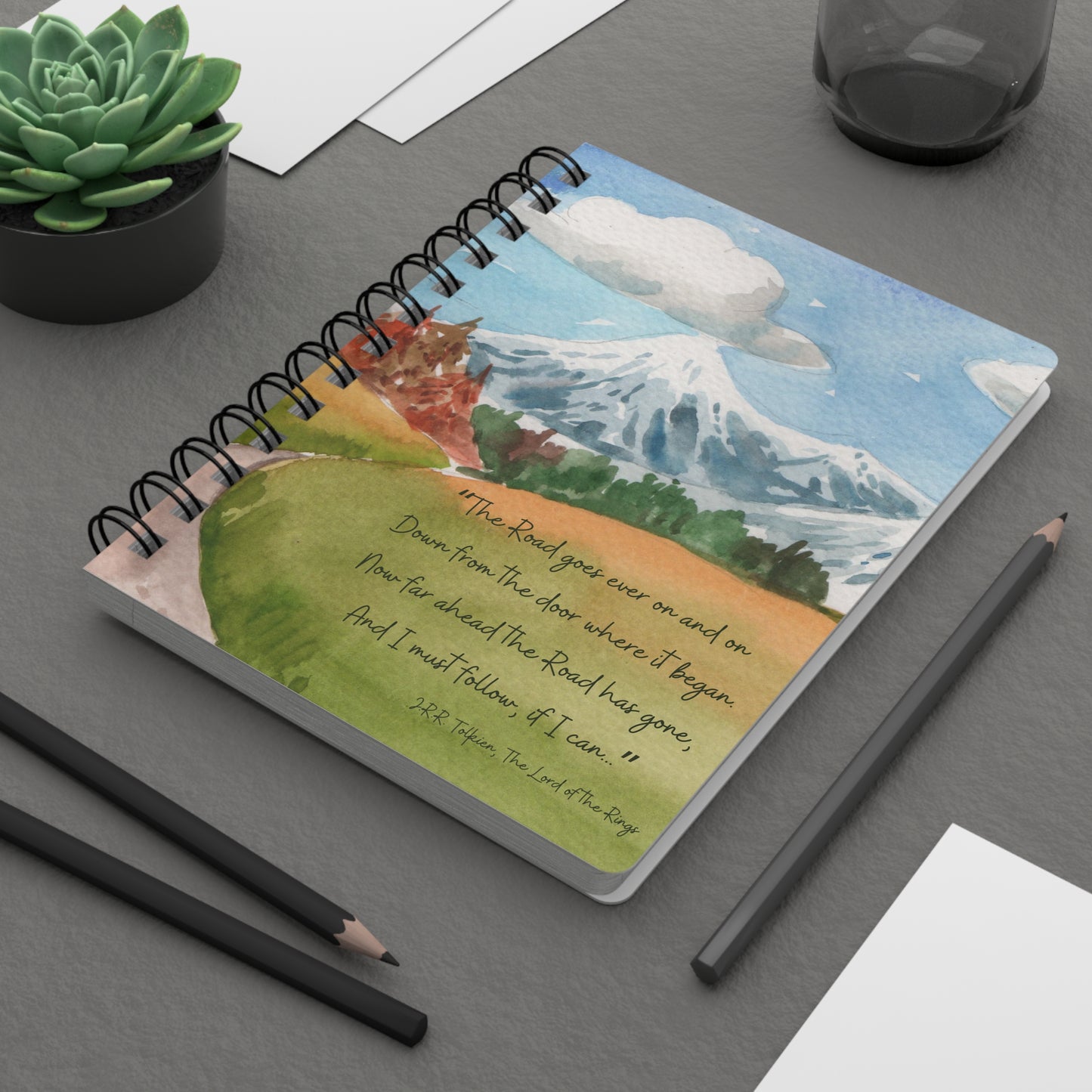 The Road Goes Ever On Tolkien Quote - The Lord of the Rings Spiral Notebook
