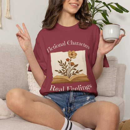 Fictional Characters Real Feelings - Book Lovers T-shirt