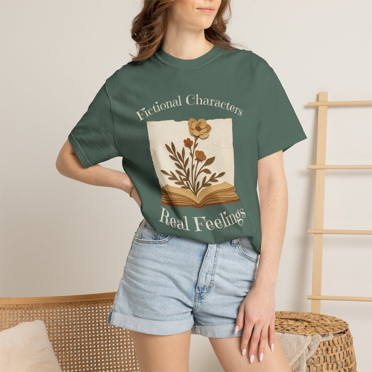 Fictional Characters Real Feelings - Book Lovers T-shirt