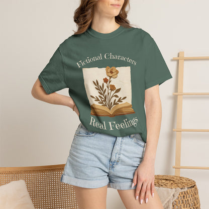 Fictional Characters Real Feelings - Book Lovers T-shirt