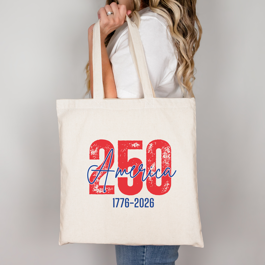 250th America Tote Bag — 1776-2026 Patriotic Canvas Grocery Tote