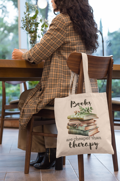 Books Are Cheaper Than Therapy - Book Lovers Canvas Tote Bag