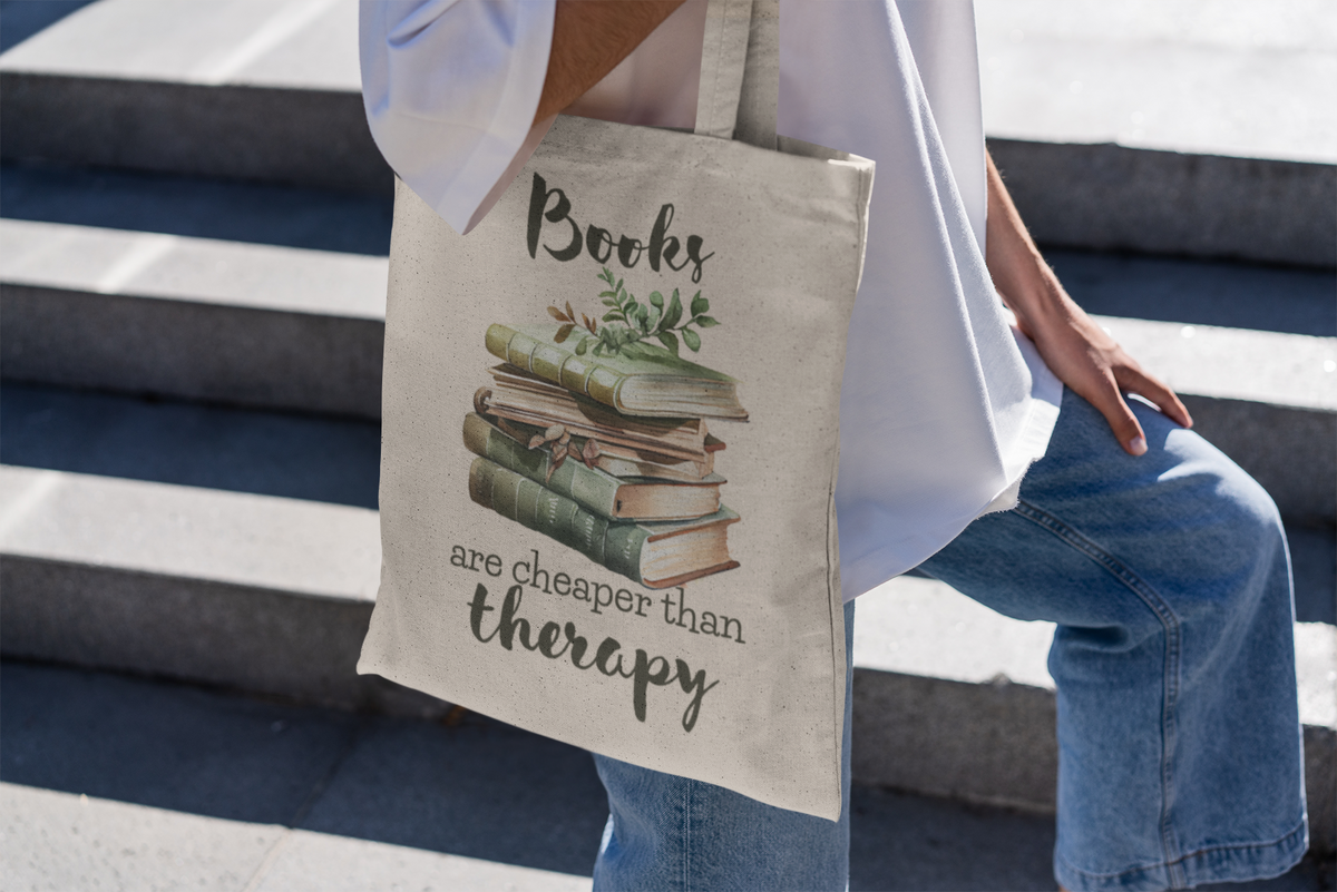 Books Are Cheaper Than Therapy - Book Lovers Canvas Tote Bag