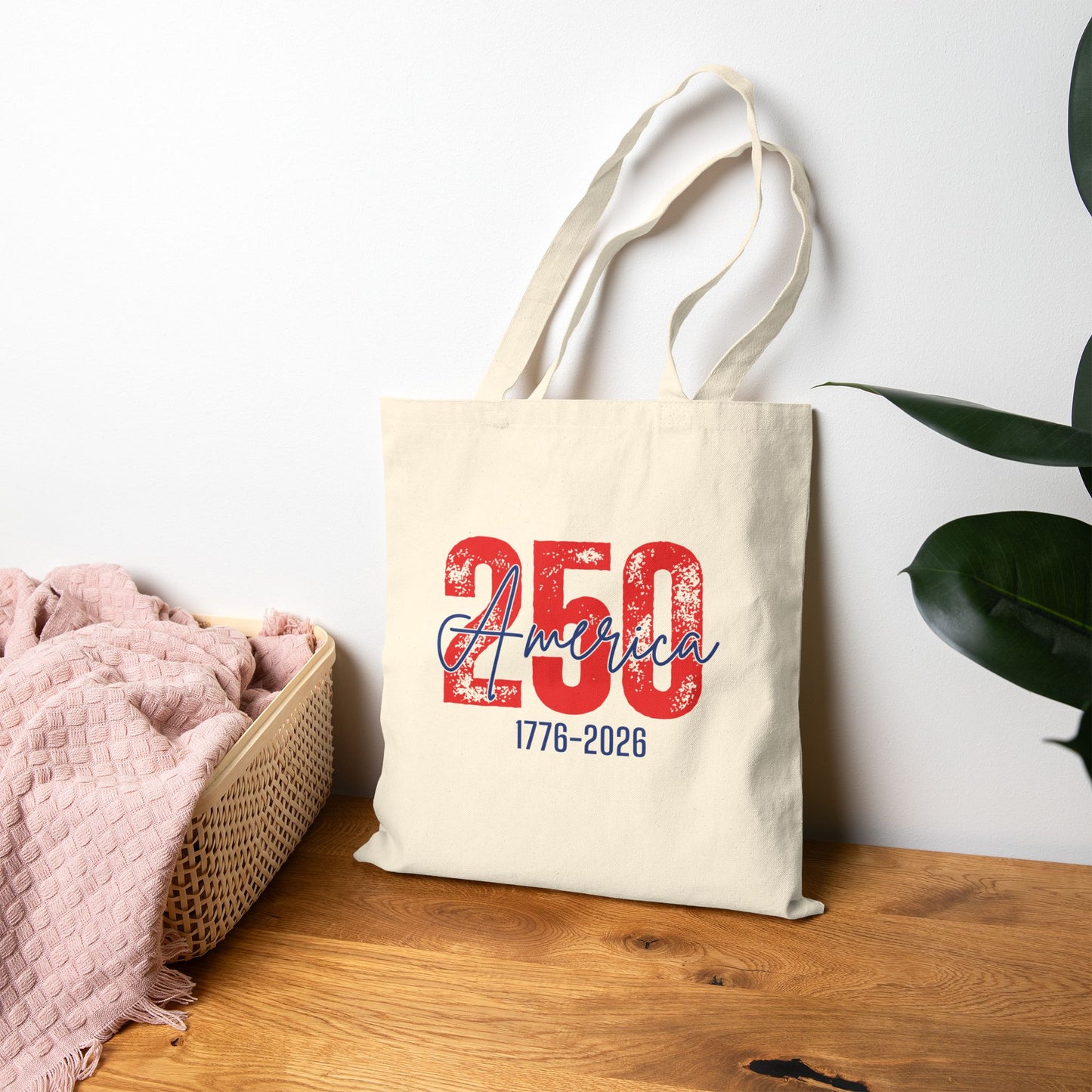 250th America Tote Bag — 1776-2026 Patriotic Canvas Grocery Tote