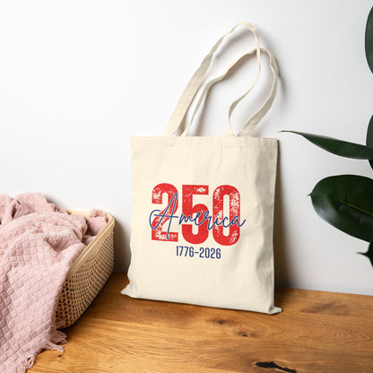 250th America Tote Bag — 1776-2026 Patriotic Canvas Grocery Tote