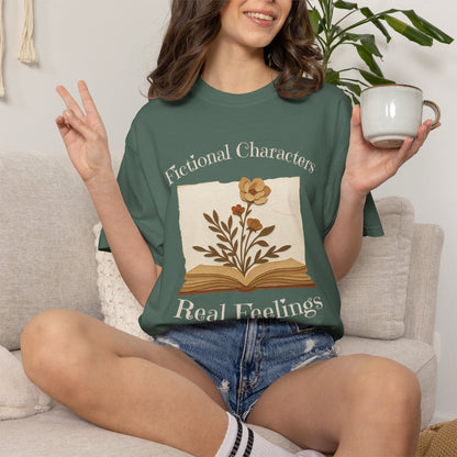 Fictional Characters Real Feelings - Book Lovers T-shirt