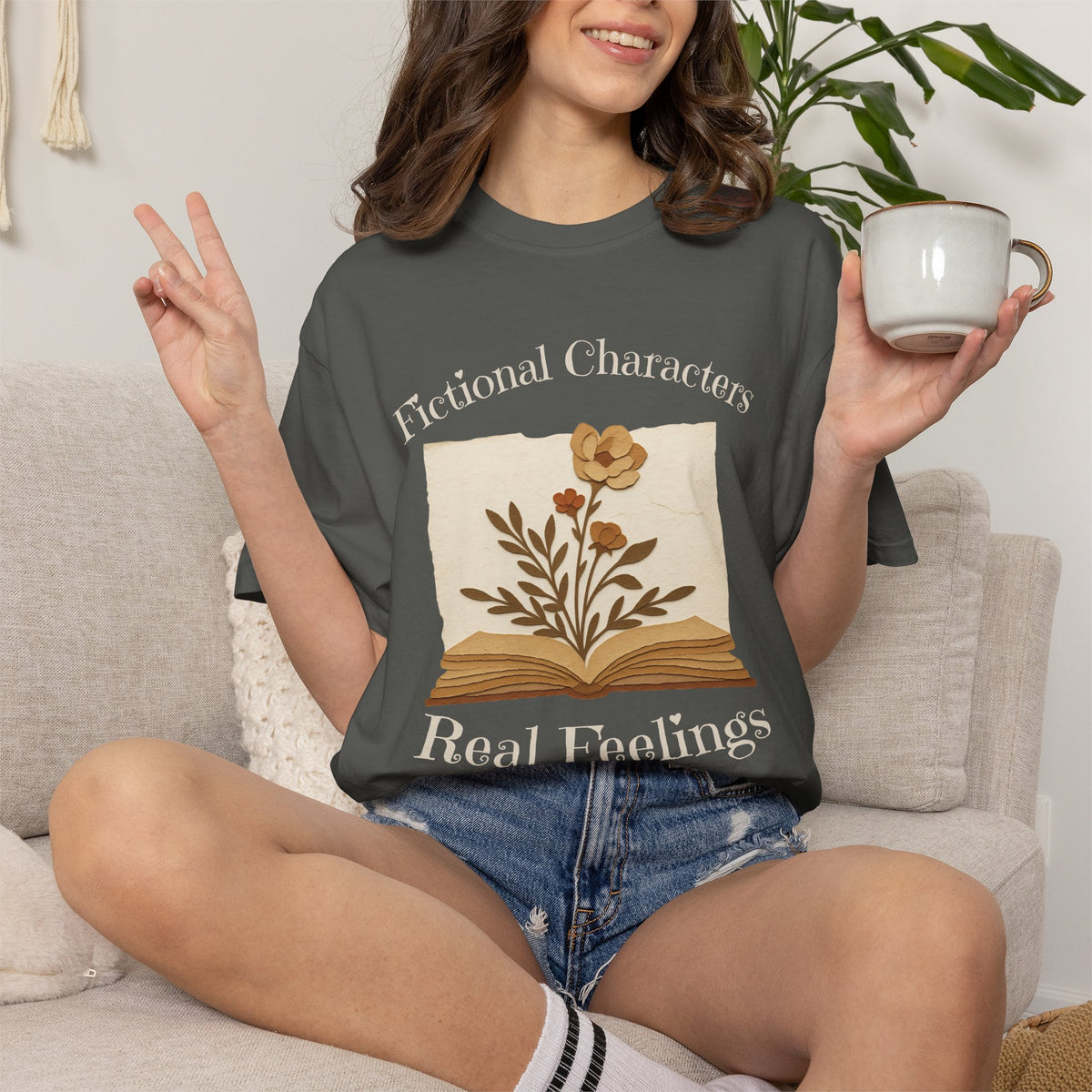 Fictional Characters Real Feelings - Book Lovers T-shirt