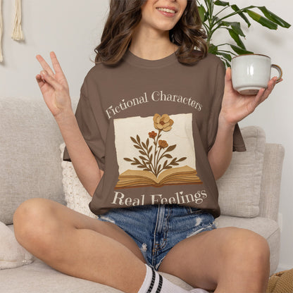 Fictional Characters Real Feelings - Book Lovers T-shirt