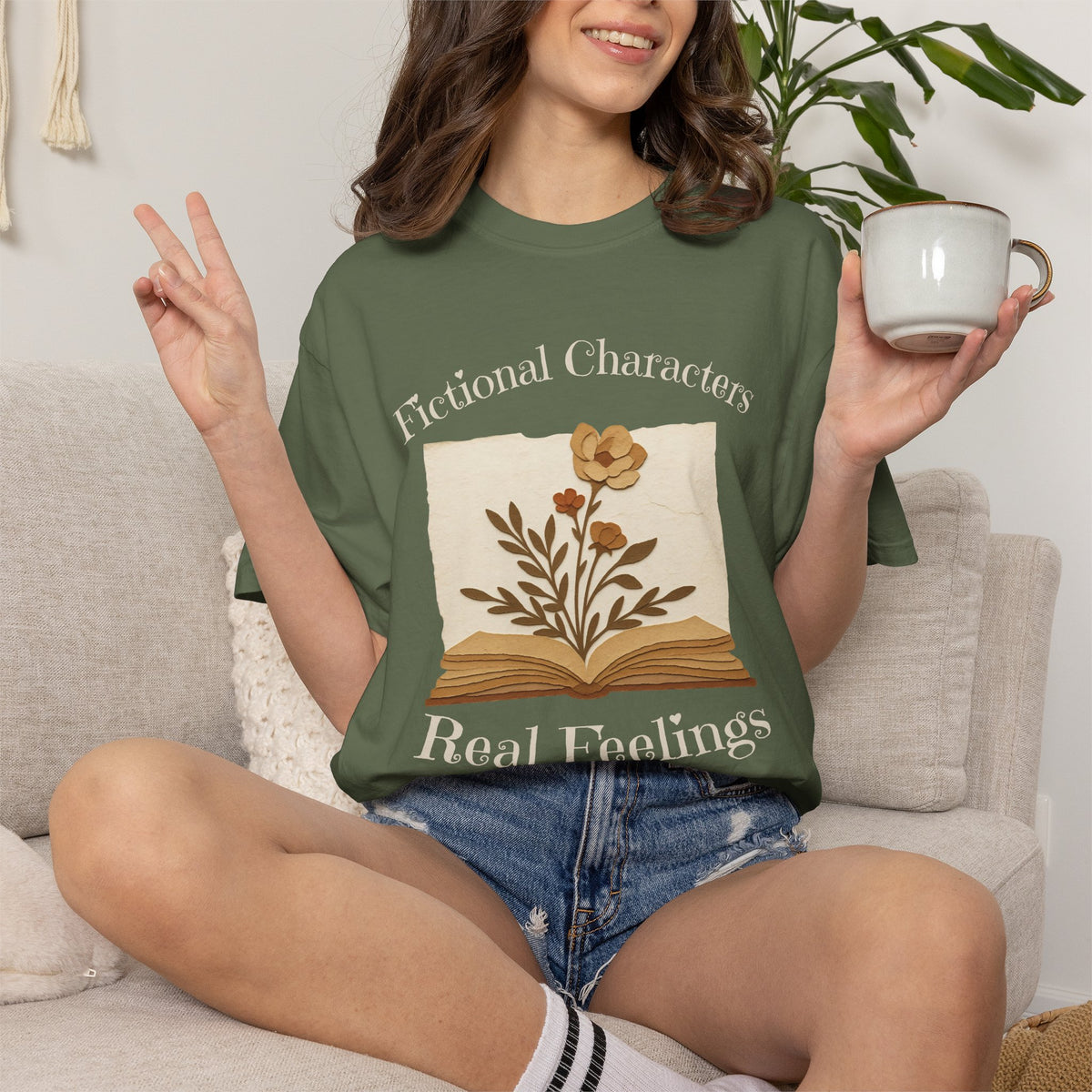 Fictional Characters Real Feelings - Book Lovers T-shirt