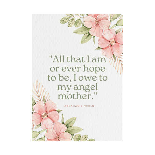 Abraham Lincoln Angel Mother Quote - Fine Art Print