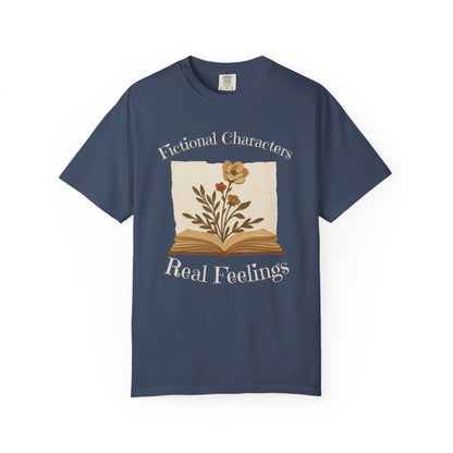 Fictional Characters Real Feelings - Book Lovers T-shirt