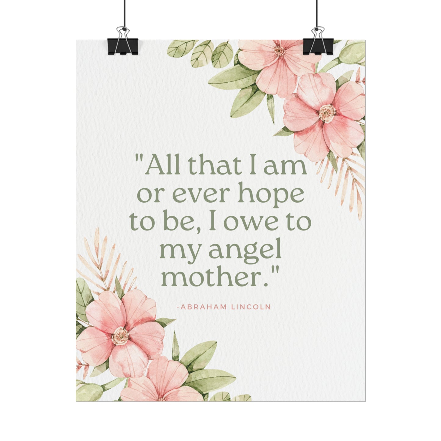 Abraham Lincoln Angel Mother Quote - Fine Art Print