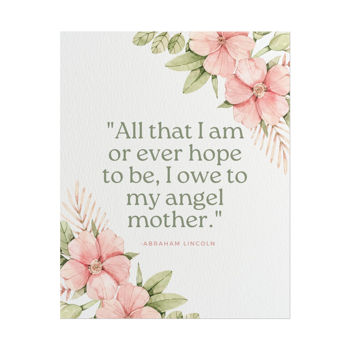 Abraham Lincoln Angel Mother Quote - Fine Art Print