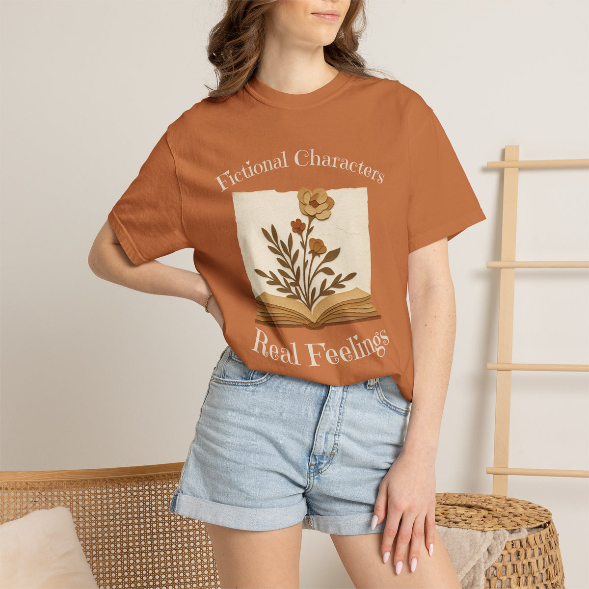 Fictional Characters Real Feelings - Book Lovers T-shirt