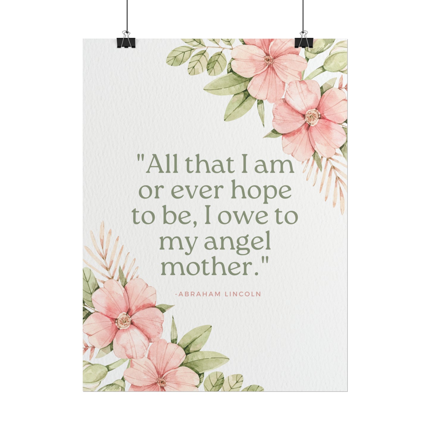 Abraham Lincoln Angel Mother Quote - Fine Art Print