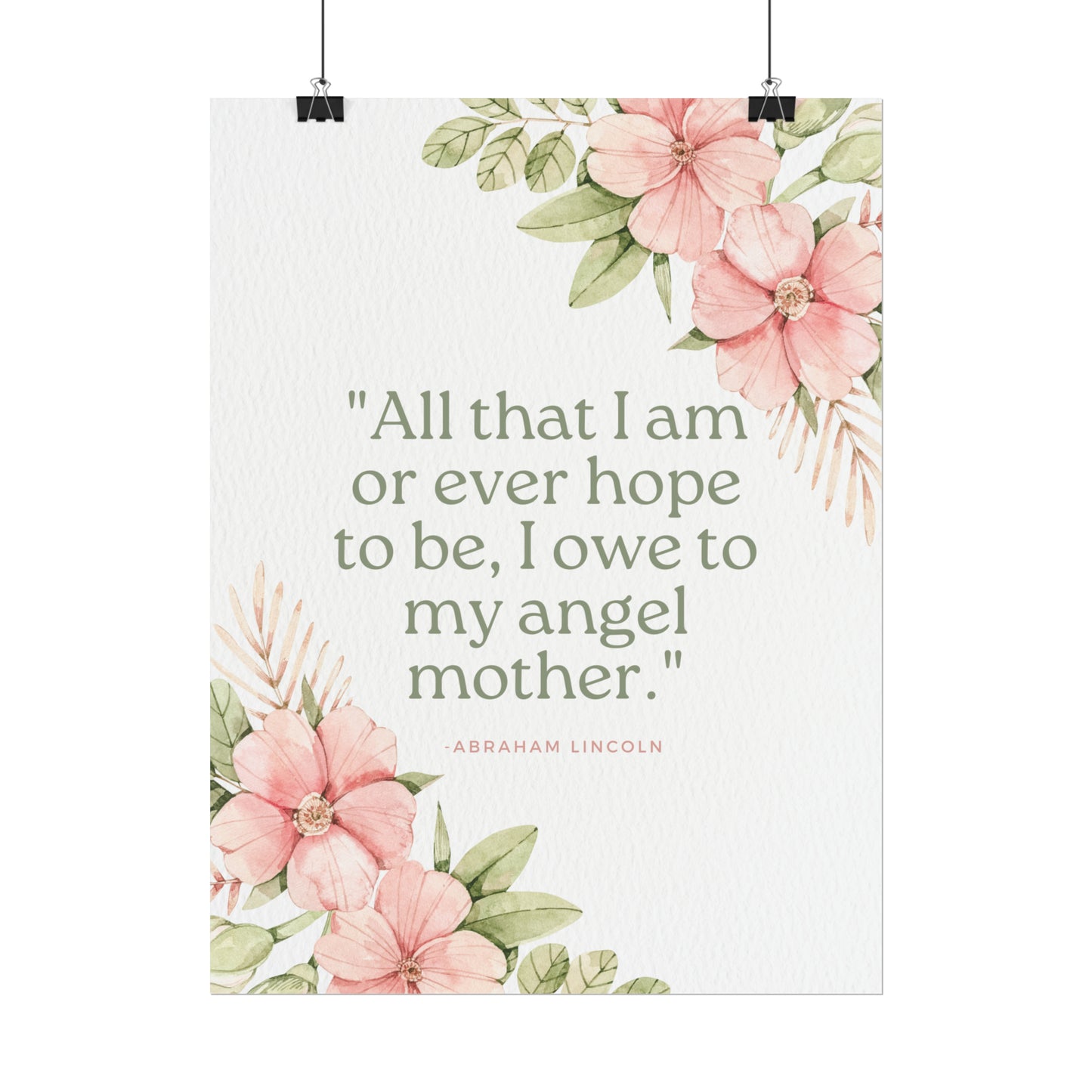 Abraham Lincoln Angel Mother Quote - Fine Art Print