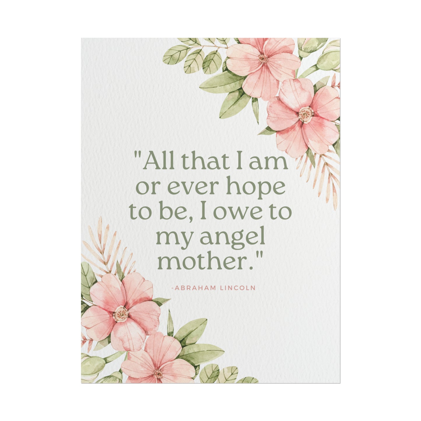 Abraham Lincoln Angel Mother Quote - Fine Art Print