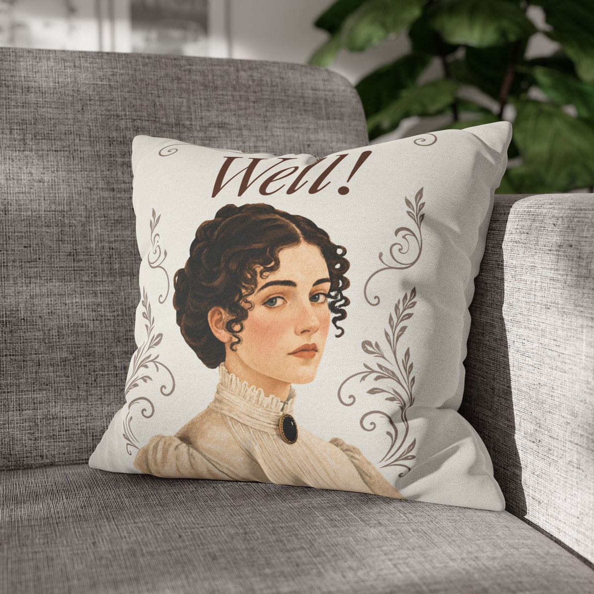 Well! - Emma M Lion Throw Pillow Cover