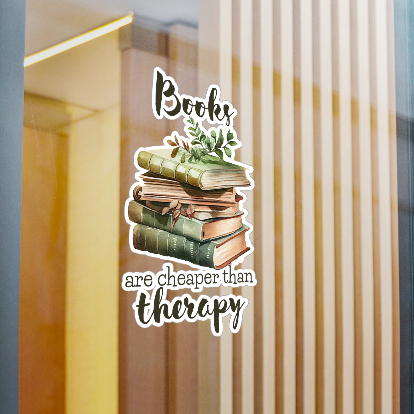 Books Are Cheaper Than Therapy Kiss-Cut Vinyl Decal