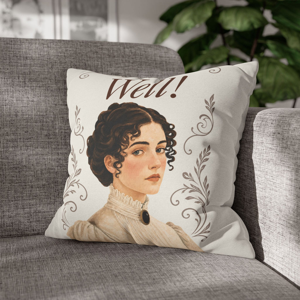 Well! - Emma M Lion Throw Pillow Cover