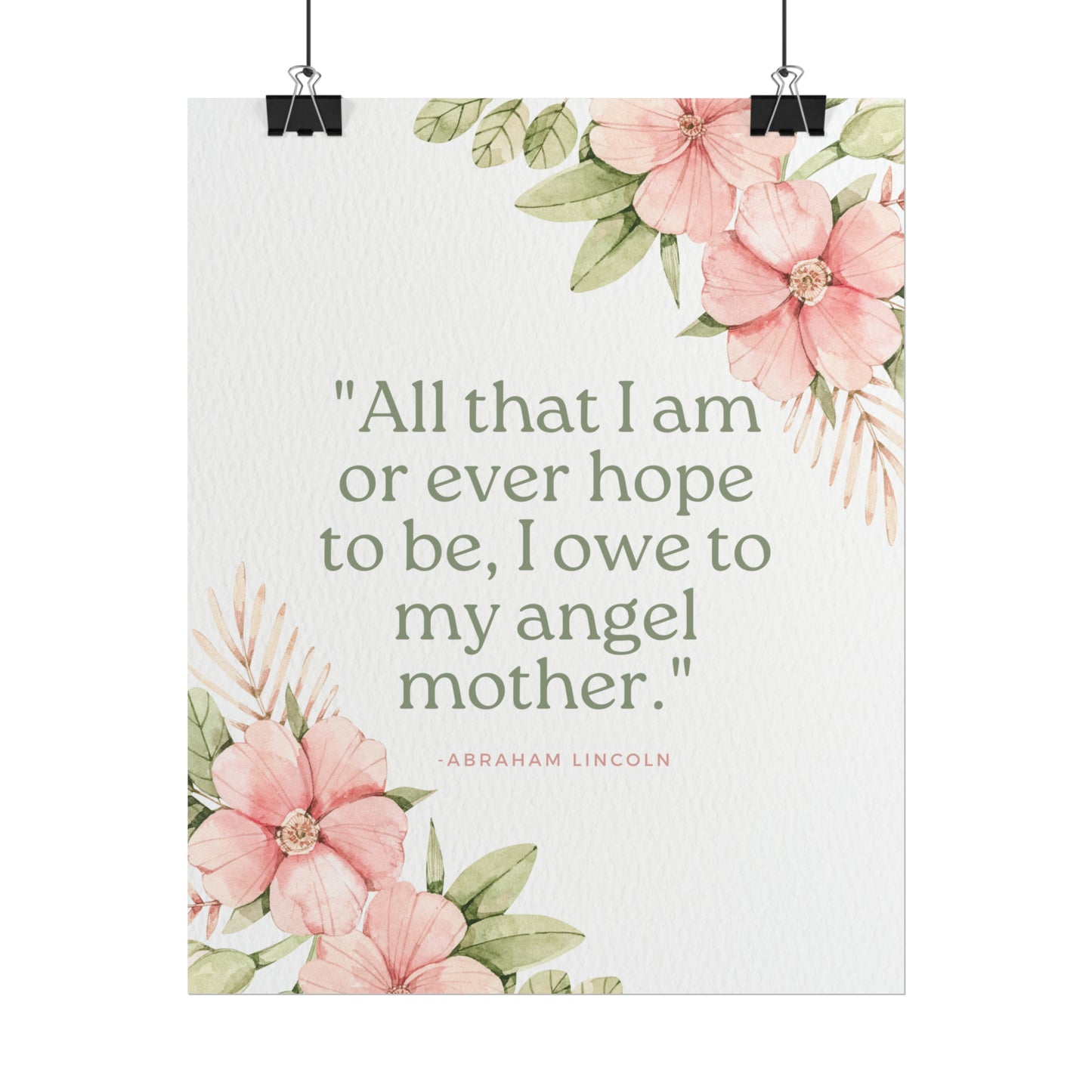 Abraham Lincoln Angel Mother Quote - Fine Art Print