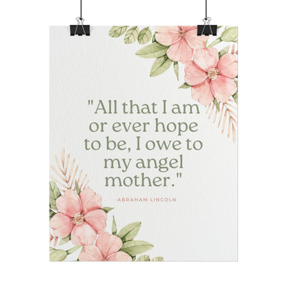 Abraham Lincoln Angel Mother Quote - Fine Art Print